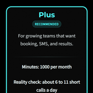 Plus: AI Customer Support Agent + Web Chat (1000 minutes)
