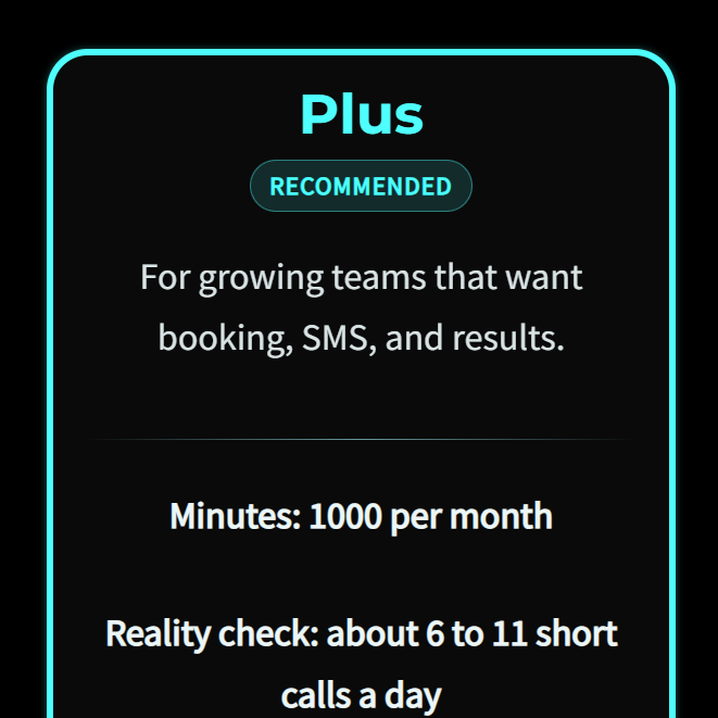 Plus: AI Customer Support Agent + Web Chat (1000 minutes)